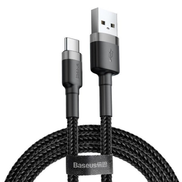 „Baseus Cafule“ kabelis USB-C 3A 05 m pilkas + juodas