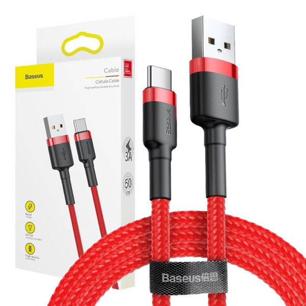 „Baseus Cafule“ kabelis USB-C 3A 1 m raudonas