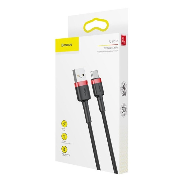 „Baseus Cafule“ kabelis USB-C 3A 1 m raudonas + juodas
