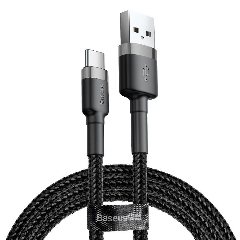 „Baseus Cafule“ kabelis USB-C 3A 1 m pilkas + juodas „Baseus Cafule“ kabelis USB-C 3A 1 m pilkas + juodas