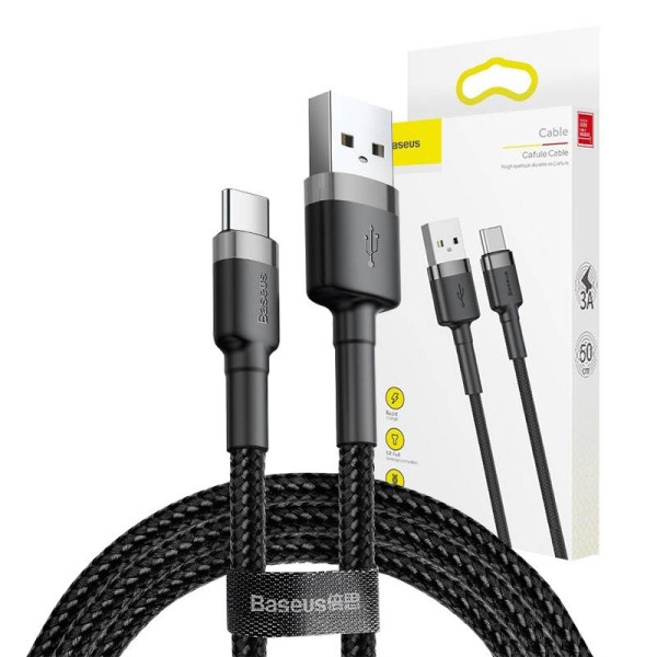 „Baseus Cafule“ kabelis USB-C 3A 1 m pilkas + juodas