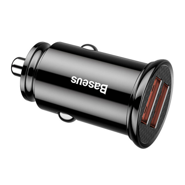 Baseus Circular 2xUSB QC30 5A 30W automobilinis įkroviklis juodas