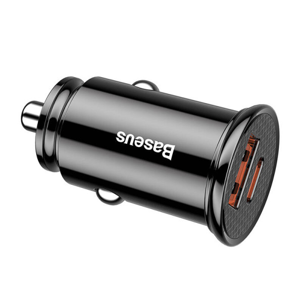 Baseus Circular PD QC40+ 5A 30W automobilinis įkroviklis juodas