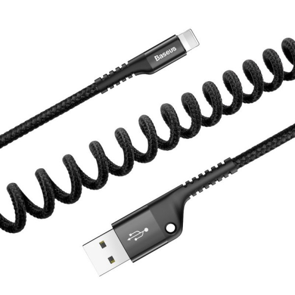 Baseus Spyruoklinis kabelis Lightning 1m 2A juodas