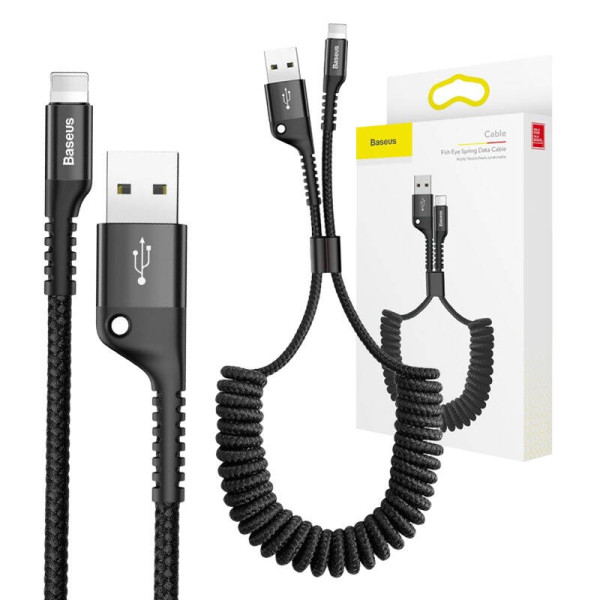 Baseus Spyruoklinis kabelis Lightning 1m 2A juodas