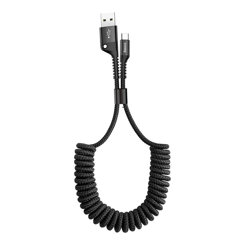 „Baseus“ spyruoklinis USB-C laidas 1 m 2A juodas „Baseus“ spyruoklinis USB-C laidas 1 m 2A juodas