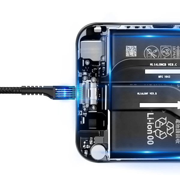 „Baseus“ spyruoklinis USB-C laidas 1 m 2A juodas