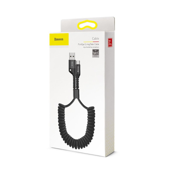 „Baseus“ spyruoklinis USB-C laidas 1 m 2A juodas