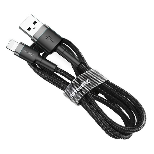 Baseus Cafule USB Lightning kabelis 15A 2m pilkas + juodas