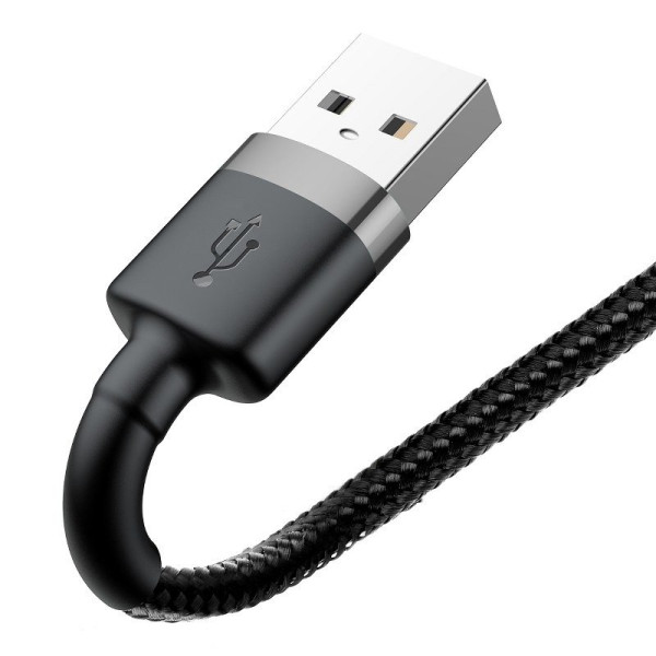 Baseus Cafule USB Lightning kabelis 15A 2m pilkas + juodas