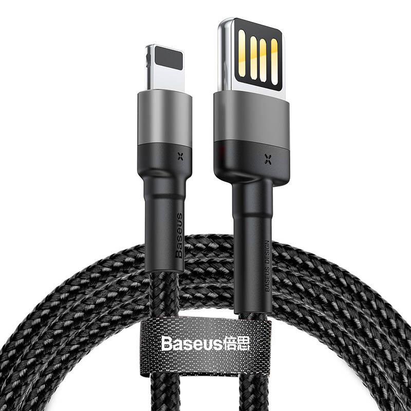 „Lightning“ USB laidas reversinis „Baseus Cafule“ 24A 1 m pilkai juodas „Lightning“ USB laidas reversinis „Baseus Cafule“ 24A 1 m pilkai juodas