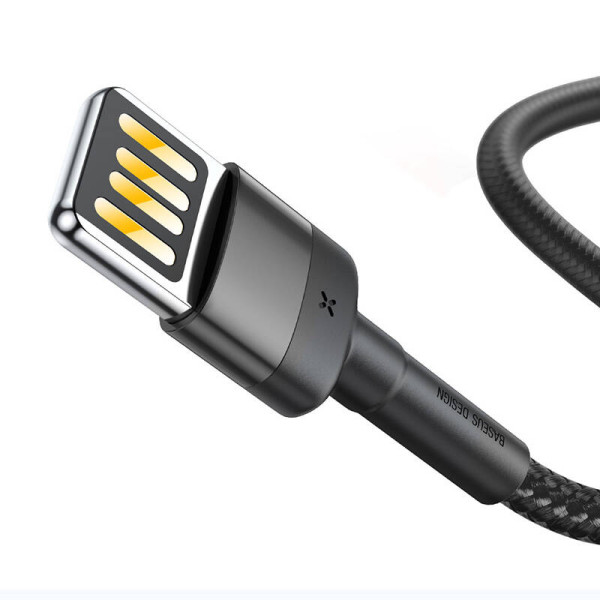 „Lightning“ USB laidas reversinis „Baseus Cafule“ 24A 1 m pilkai juodas