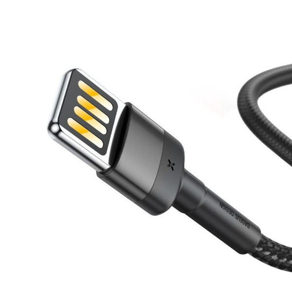 „Baseus Cafule“ dvipusis USB žaibo kabelis 15 A 2 m pilkas + juodas