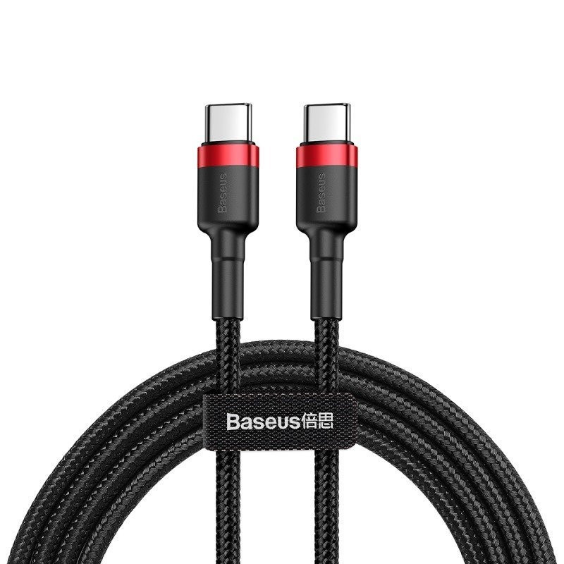 USB-C PD Baseus Cable Cafule PD 20 QC 30 60W 1m juoda ir raudona USB-C PD Baseus Cable Cafule PD 20 QC 30 60W 1m juoda ir raudona