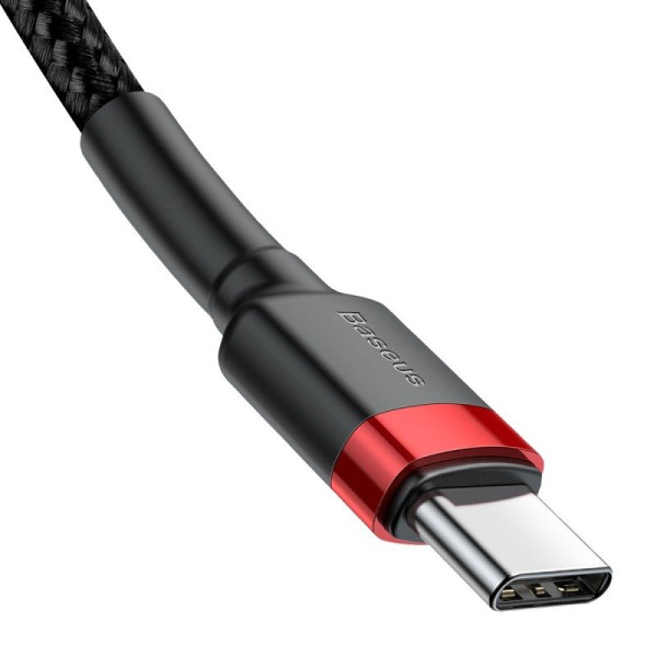 USB-C PD Baseus Cable Cafule PD 20 QC 30 60W 1m juoda ir raudona