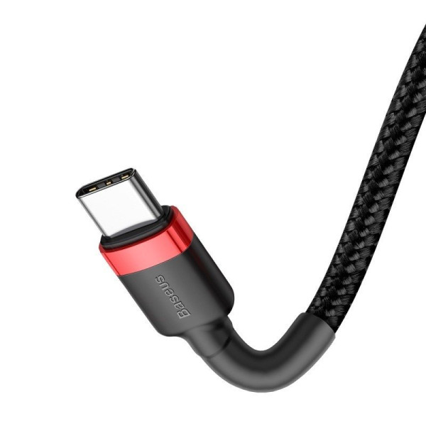 USB-C PD Baseus Cable Cafule PD 20 QC 30 60W 1m juoda ir raudona