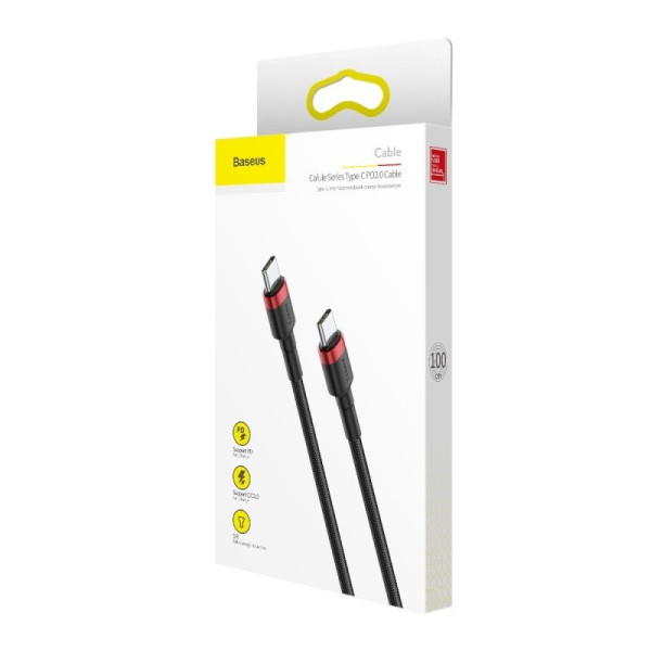 USB-C PD Baseus Cable Cafule PD 20 QC 30 60W 1m juoda ir raudona
