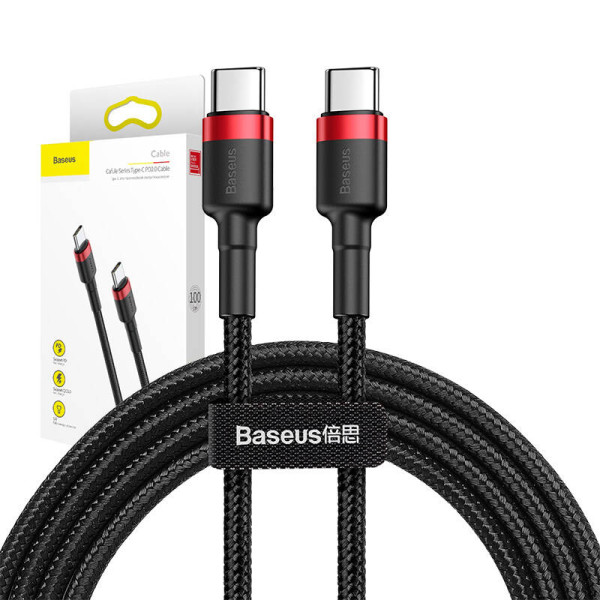 USB-C PD Baseus Cable Cafule PD 20 QC 30 60W 1m juoda ir raudona