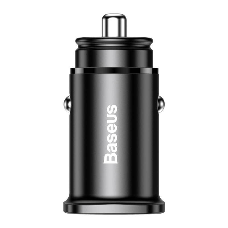 Baseus Square PPS QC40 / PD30 5A 30W automobilinis įkroviklis juodas Baseus Square PPS QC40 / PD30 5A 30W automobilinis įkroviklis juodas