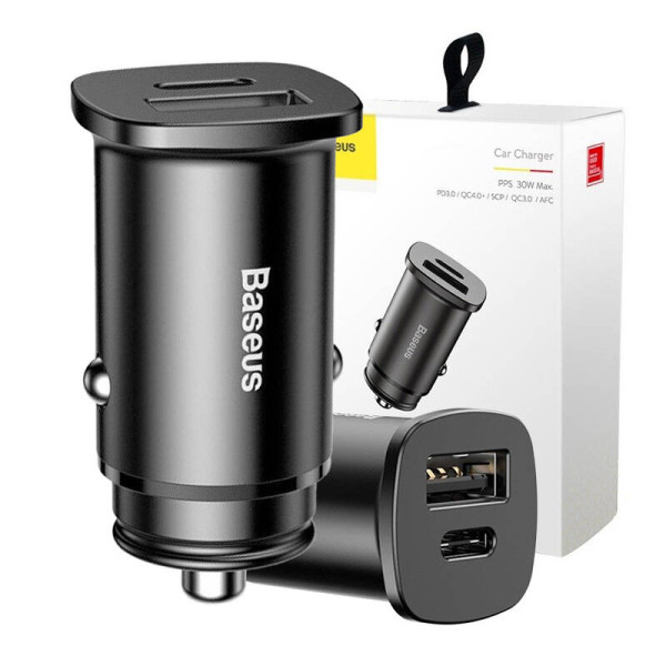 Baseus Square PPS QC40 / PD30 5A 30W automobilinis įkroviklis juodas