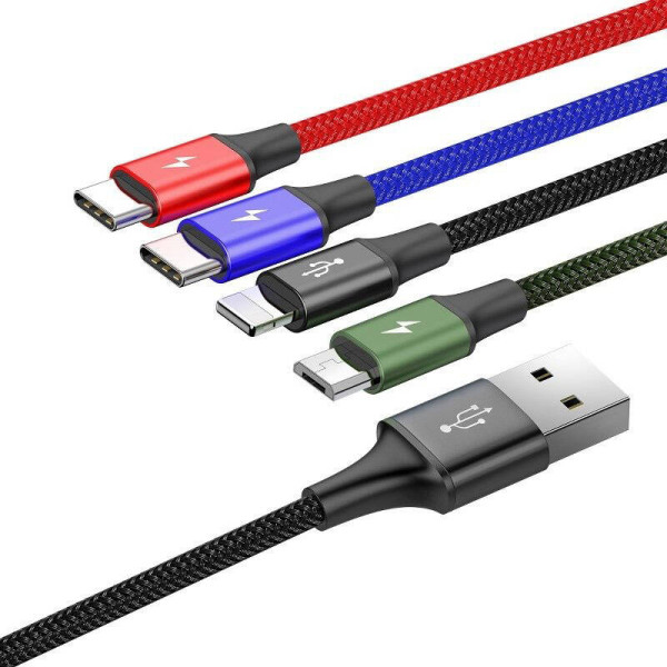 „Baseus Fast USB“ kabelis 4in1 2xUSB-C / Lightning / Micro 35A 12m – juodas