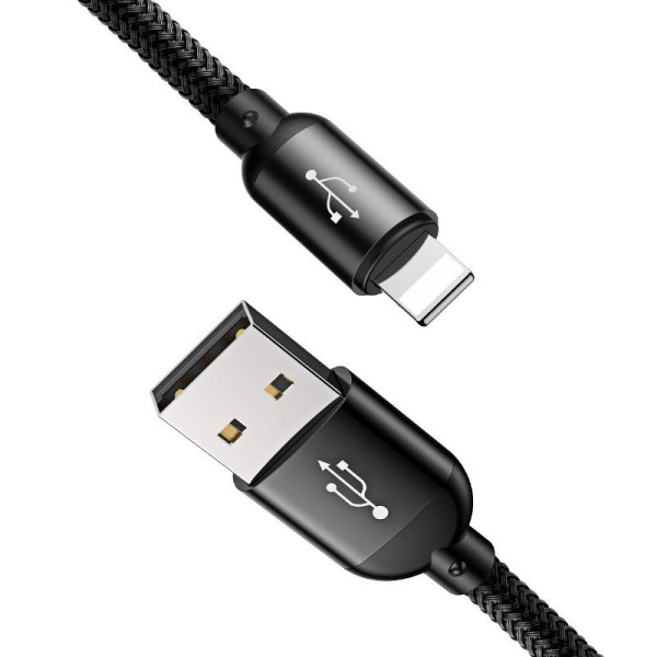 „Baseus Rapid“ USB laidas „3in1“ tipo C / „Lightning“ / „Micro 3A 12M“ – juodas