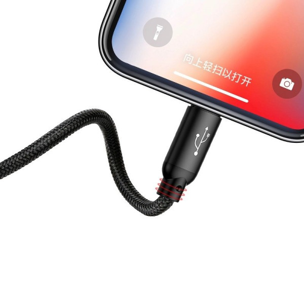 „Baseus Rapid“ USB laidas „3in1“ tipo C / „Lightning“ / „Micro 3A 12M“ – juodas