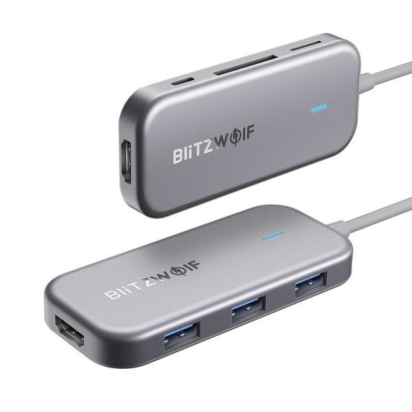 7in1 Blitzwolf BW-TH5 Hub USB-C iki 3xUSB 30 HDMI USB-C PD SD microSD