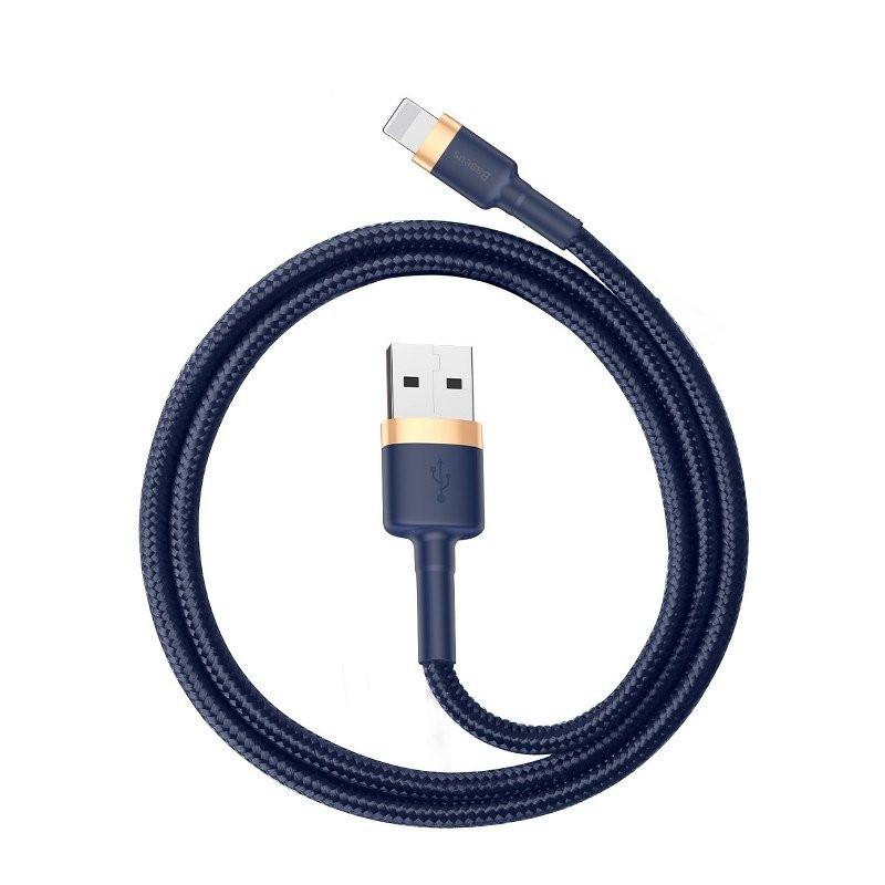 Baseus Cafule Lightning kabelis 24A 1m auksas + tamsiai mėlynas Baseus Cafule Lightning kabelis 24A 1m auksas + tamsiai mėlynas