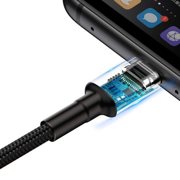 „Baseus Cafule“ USB-C laidas „Huawei SuperCharge“ QC 30 5A 1 m juoda + pilka
