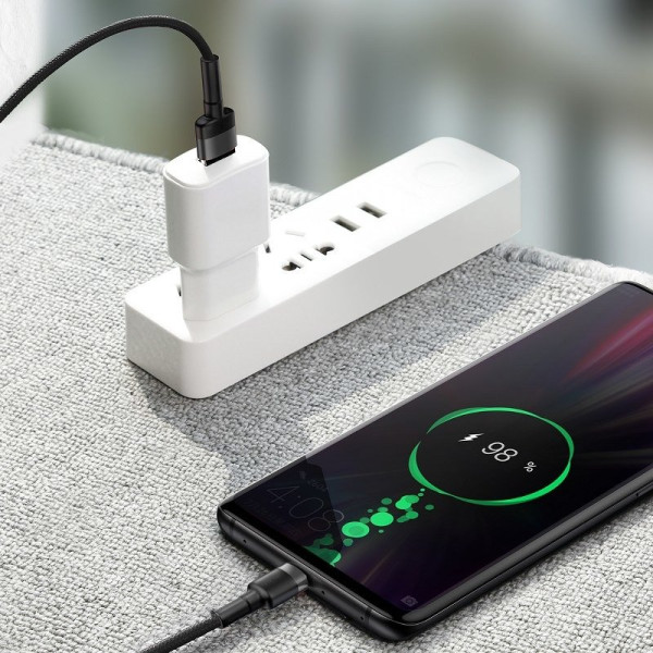 „Baseus Cafule“ USB-C laidas „Huawei SuperCharge“ QC 30 5A 1 m juoda + pilka