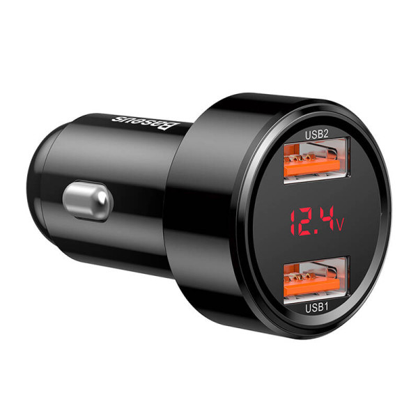 Baseus Magic 2x USB QC 30 45W automobilinis įkroviklis juodas