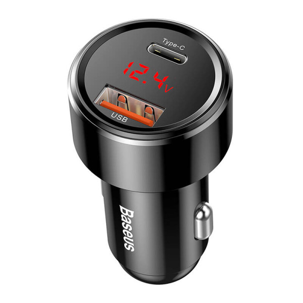 Baseus Magic USB + USB-C QC 40 PD 45W automobilinis įkroviklis juodas