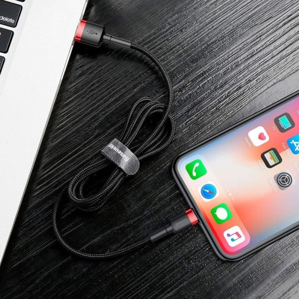 Baseus Cafule USB Lightning Cable 24A 05m raudona + juoda