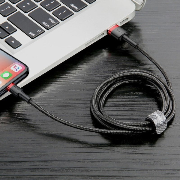 „Baseus Cafule“ USB žaibo kabelis 24 A 1 m raudonas + juodas