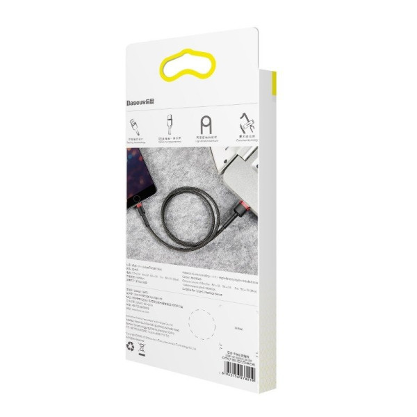 „Baseus Cafule“ USB žaibo kabelis 24 A 1 m raudonas + juodas