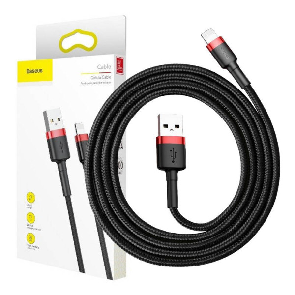 „Baseus Cafule“ USB žaibo kabelis 24 A 1 m raudonas + juodas