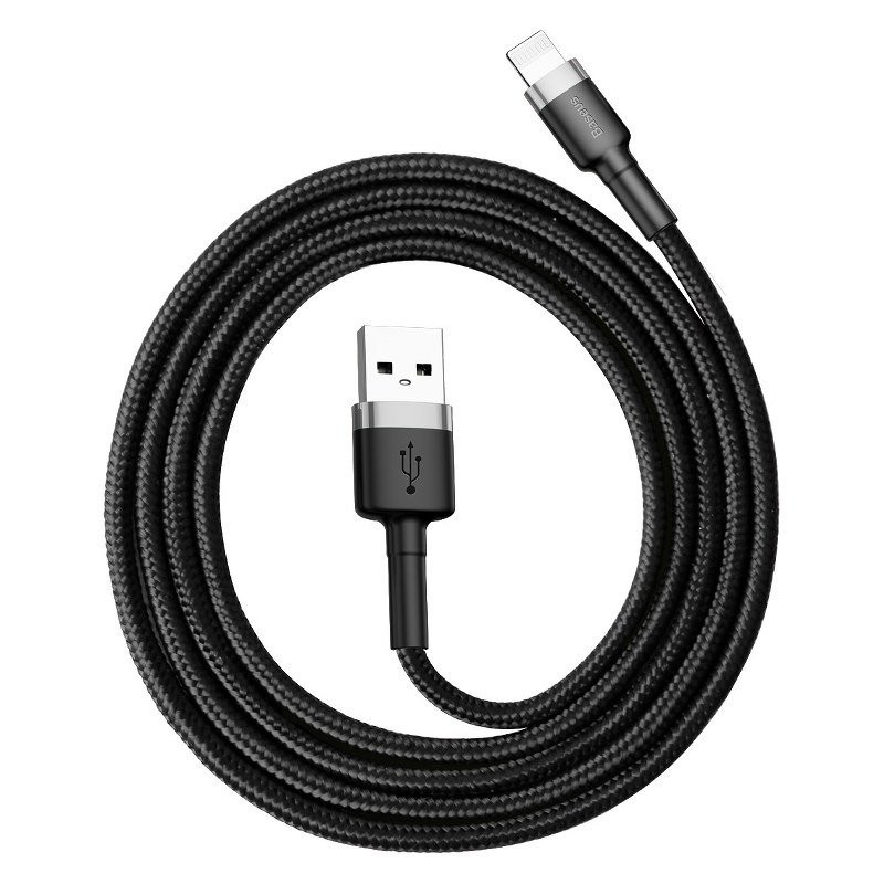 Baseus Cafule USB Lightning Cable 24A 05m pilka + juoda Baseus Cafule USB Lightning Cable 24A 05m pilka + juoda