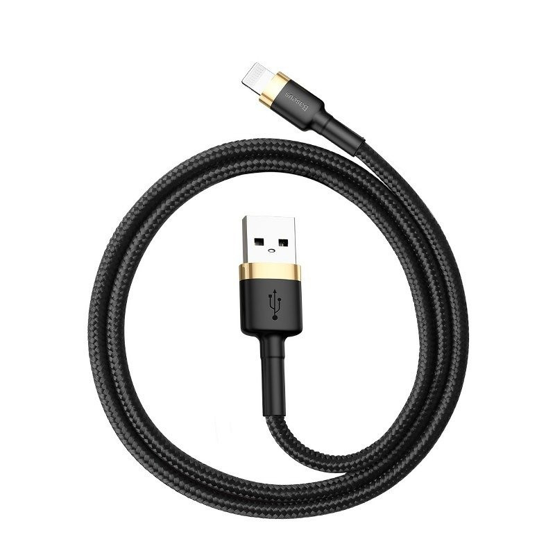 „Baseus Cafule“ kabelis USB Lightning 15 A 2 m auksinis + juodas „Baseus Cafule“ kabelis USB Lightning 15 A 2 m auksinis + juodas