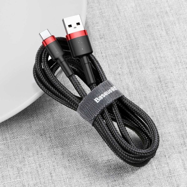 Baseus Cafule USB-C laidas 2A 3m juodas + raudonas