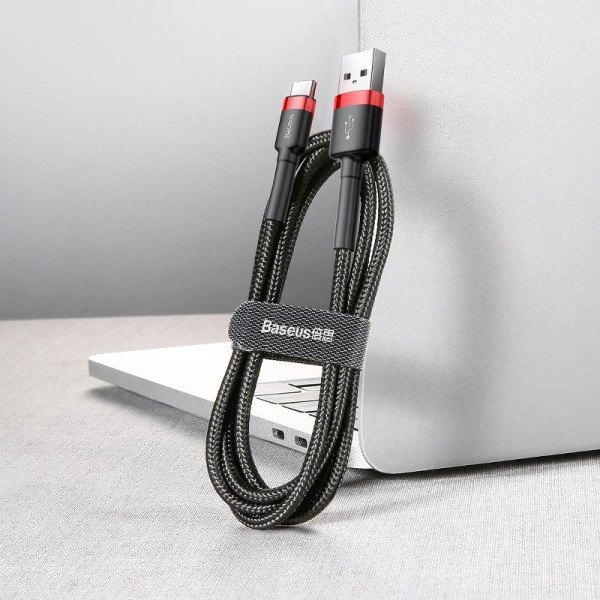 Baseus Cafule USB-C laidas 2A 3m juodas + raudonas