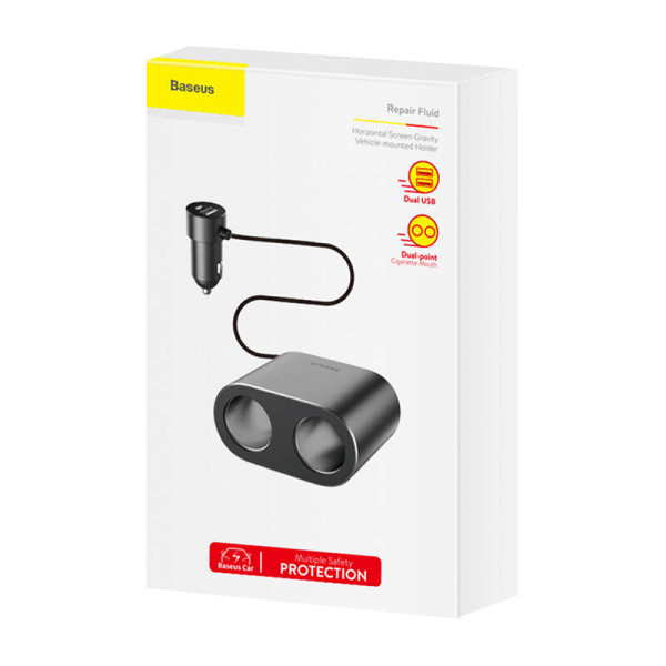„Baseus Lighter“ lizdo skirstytuvas 2xUSB 31A 100W juodas