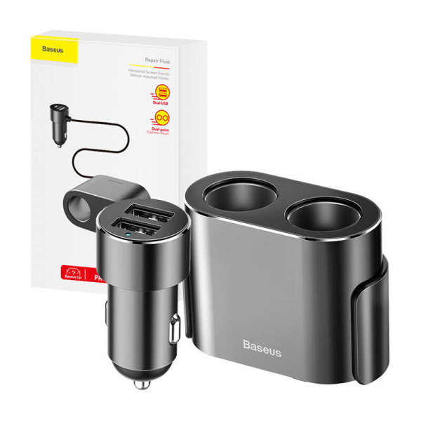 „Baseus Lighter“ lizdo skirstytuvas 2xUSB 31A 100W juodas