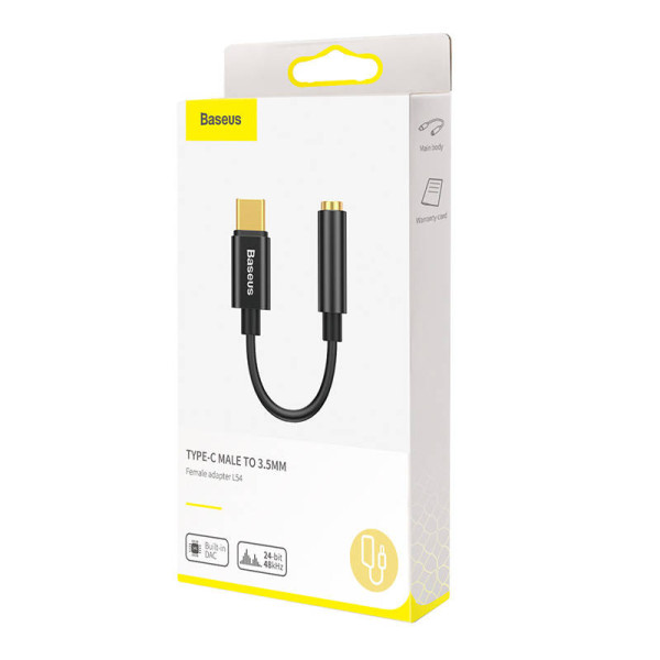 „Baseus L54“ garso adapteris USB-C + mini lizdas 35 mm juodas