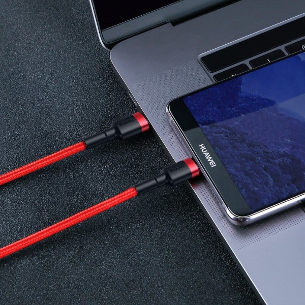 „Baseus Cafule PD20“ 60 W blykstės įkrovimas USB skirtas C tipo kabeliui 20 V 3 A 2 m raudonas