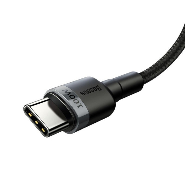 Baseus Cafule PD20 100 W blykstės įkrovimas USB Skirtas Type-C kabeliui 20V 5A 2m pilka+juoda
