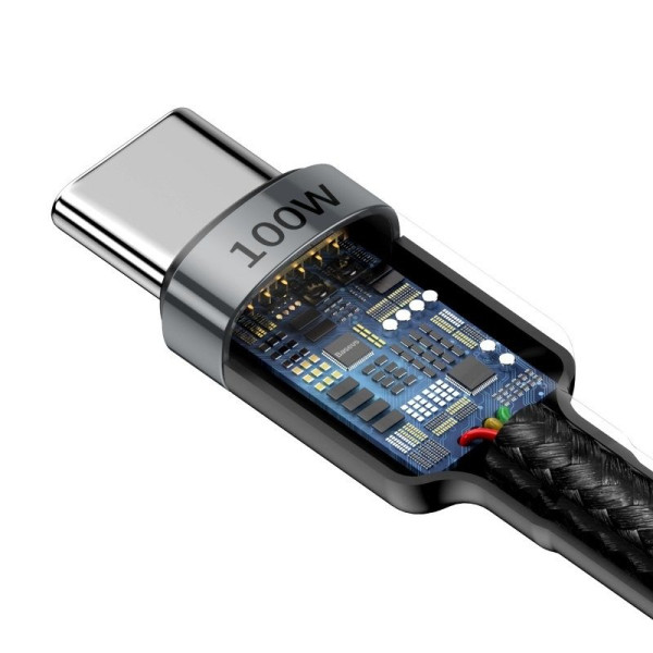Baseus Cafule PD20 100 W blykstės įkrovimas USB Skirtas Type-C kabeliui 20V 5A 2m pilka+juoda