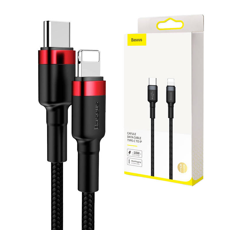 Baseus Cafule C tipo kabelis iki iP PD 18W 1m raudonas+juodas Baseus Cafule C tipo kabelis iki iP PD 18W 1m raudonas+juodas