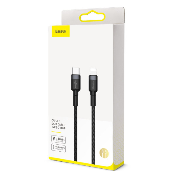 Baseus Cafule C tipo kabelis į iP PD 18W 1m pilkas+juodas