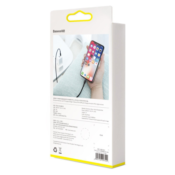 Baseus Cafule C tipo kabelis į iP PD 18W 1m pilkas+juodas
